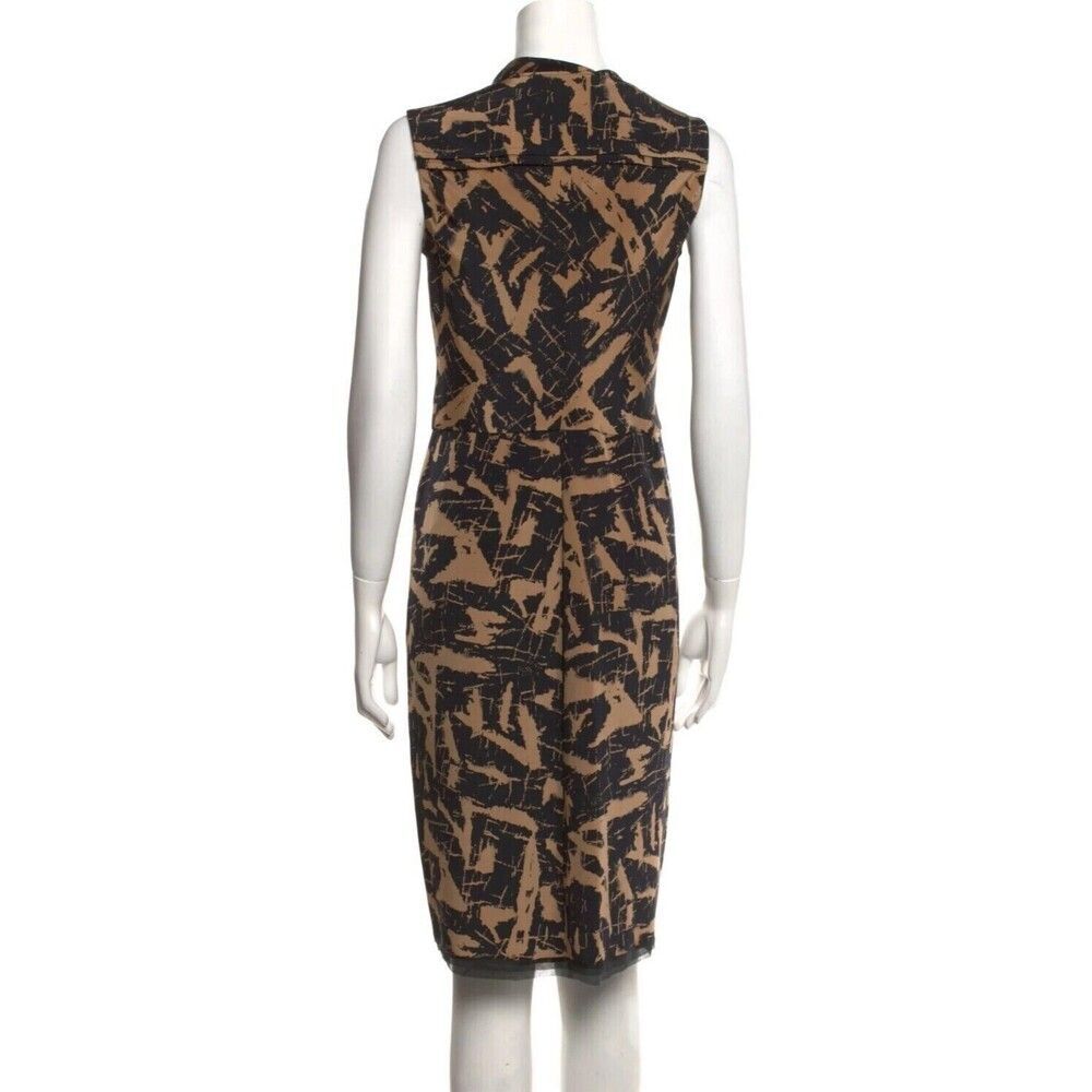 $2150 Oscar de la Renta Taupe and Black Silk Ruffle Dress Sz 6 brown black - Picture 8 of 16
